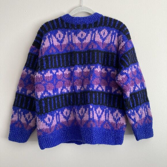 Icelandic Design Womens Vintage Cardigan Sweater 100% Wool Size Small Purple - Picture 6 of 10